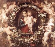 RUBENS, Pieter Pauwel Madonna in Floral Wreath painting